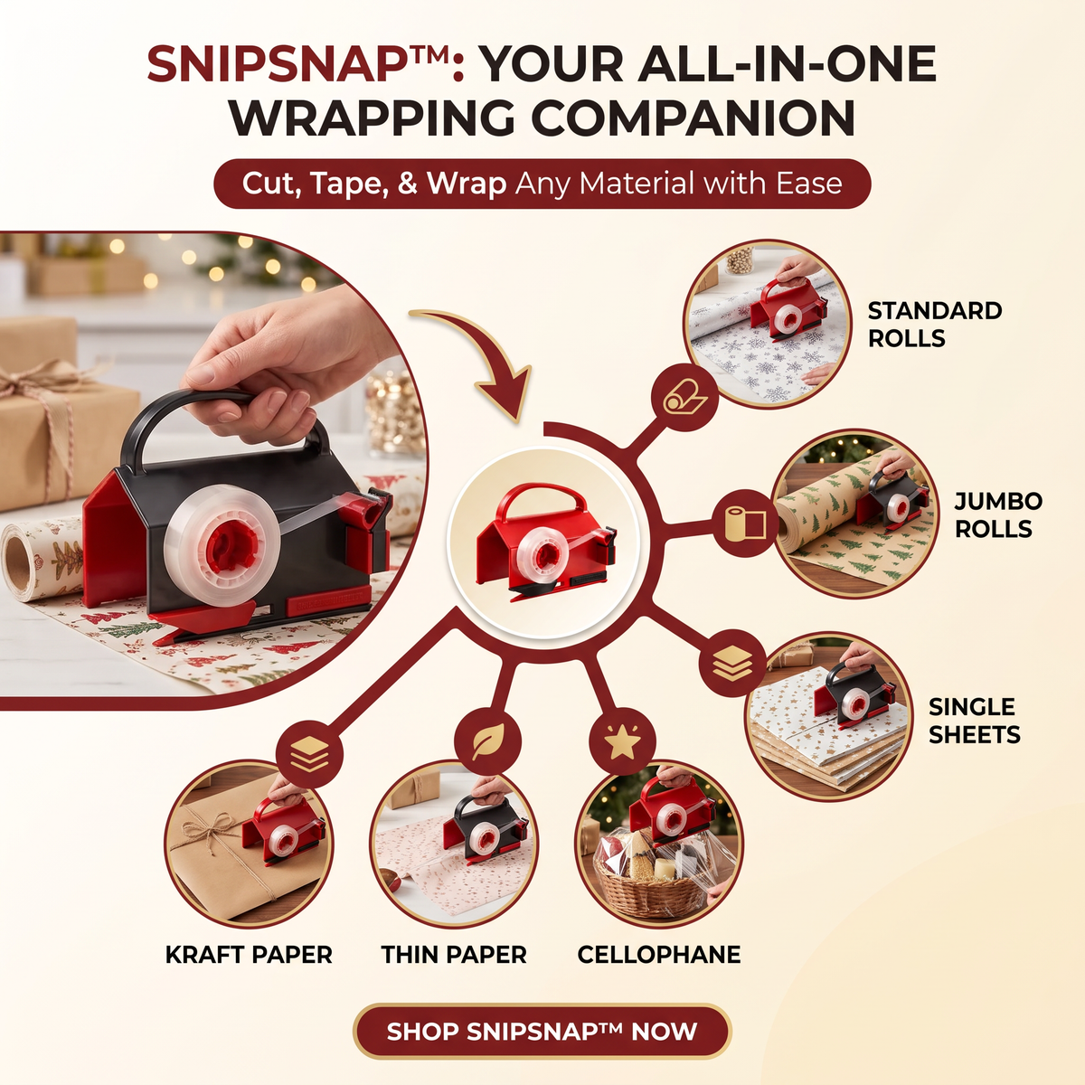 2-in-1 Gift Wrapping Tool: Cut & Tape